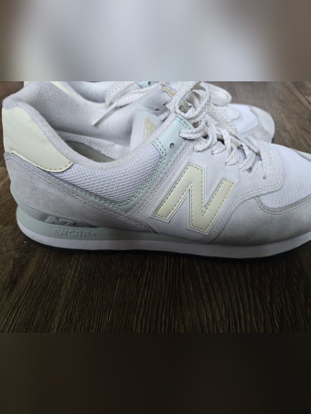 New Balance Women’s Light Gray and Cream 574 Lifestyle Sneakers